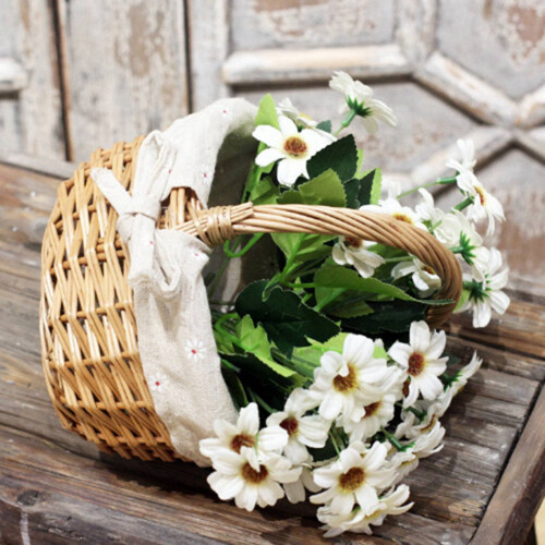 2X Hand-Woven Wicker Basket Simulation Single Handle Small mit Hand Geschenkkorb 2