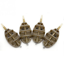 Plastic Inline Feeder Fishing Accessories 4 Feeders Mould Set Carp Fishing Sinker Fishing Trough Pesca 15g 20g 25g 35g