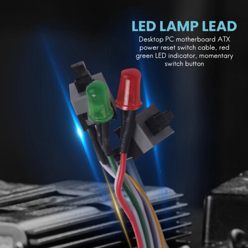 PC Case Red Green LED Lamp ATX Power Supply Reset HDD Switch Lead 20" 1