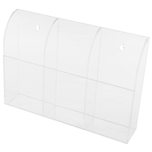 Clear Acrylic Remote Control Holder Wall Mount Media Organizer Storage Box (Three Compartments)