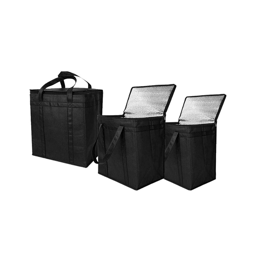 3Pack Insulated Reusable Grocery Bag Food Delivery Bag with Dual Zipper