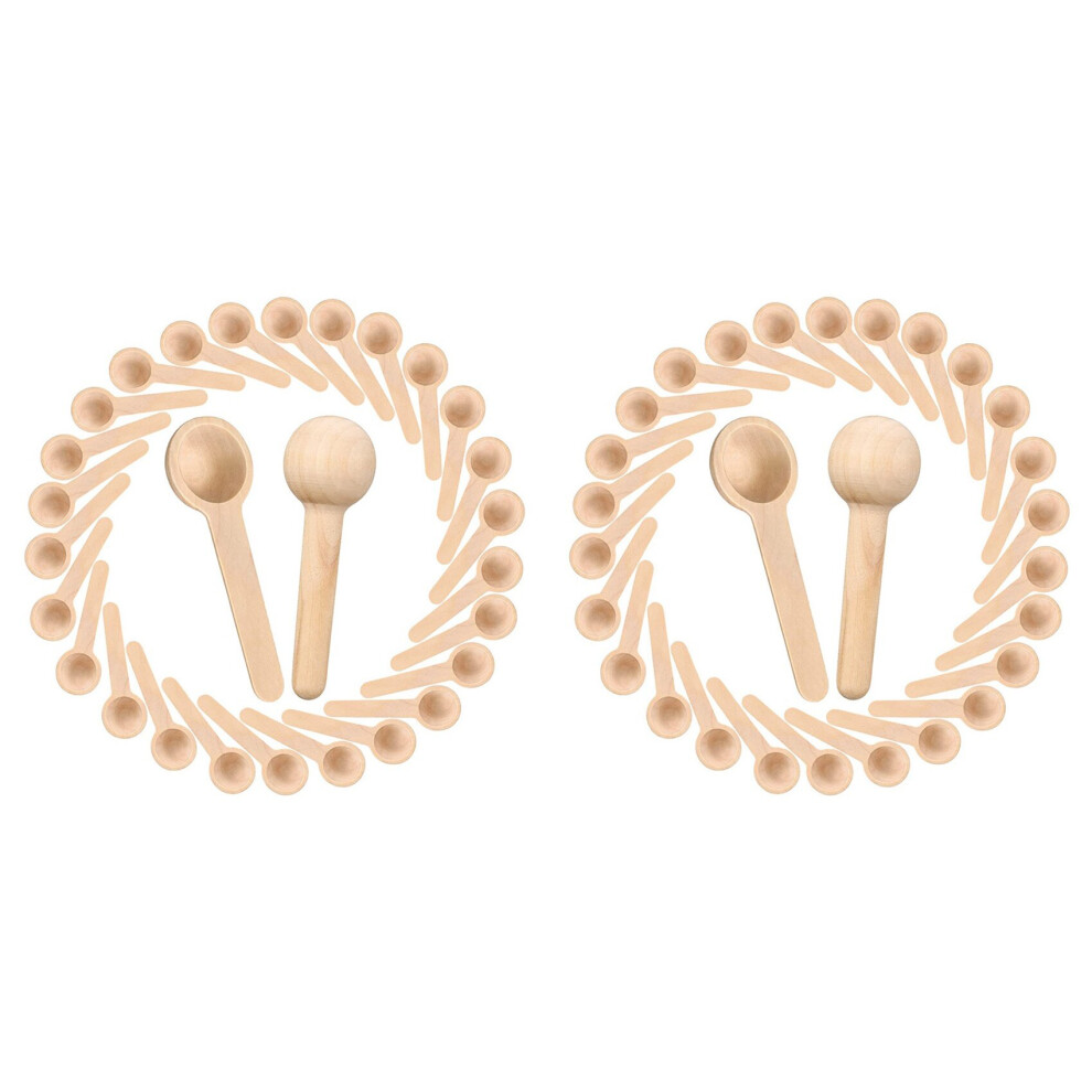 Tlily 200 Pieces Mini Wooden Spoons Small Wooden Spoons Condiments Salt Spoons For Spice Jam Coffee Condiment Honey Teas Sugar