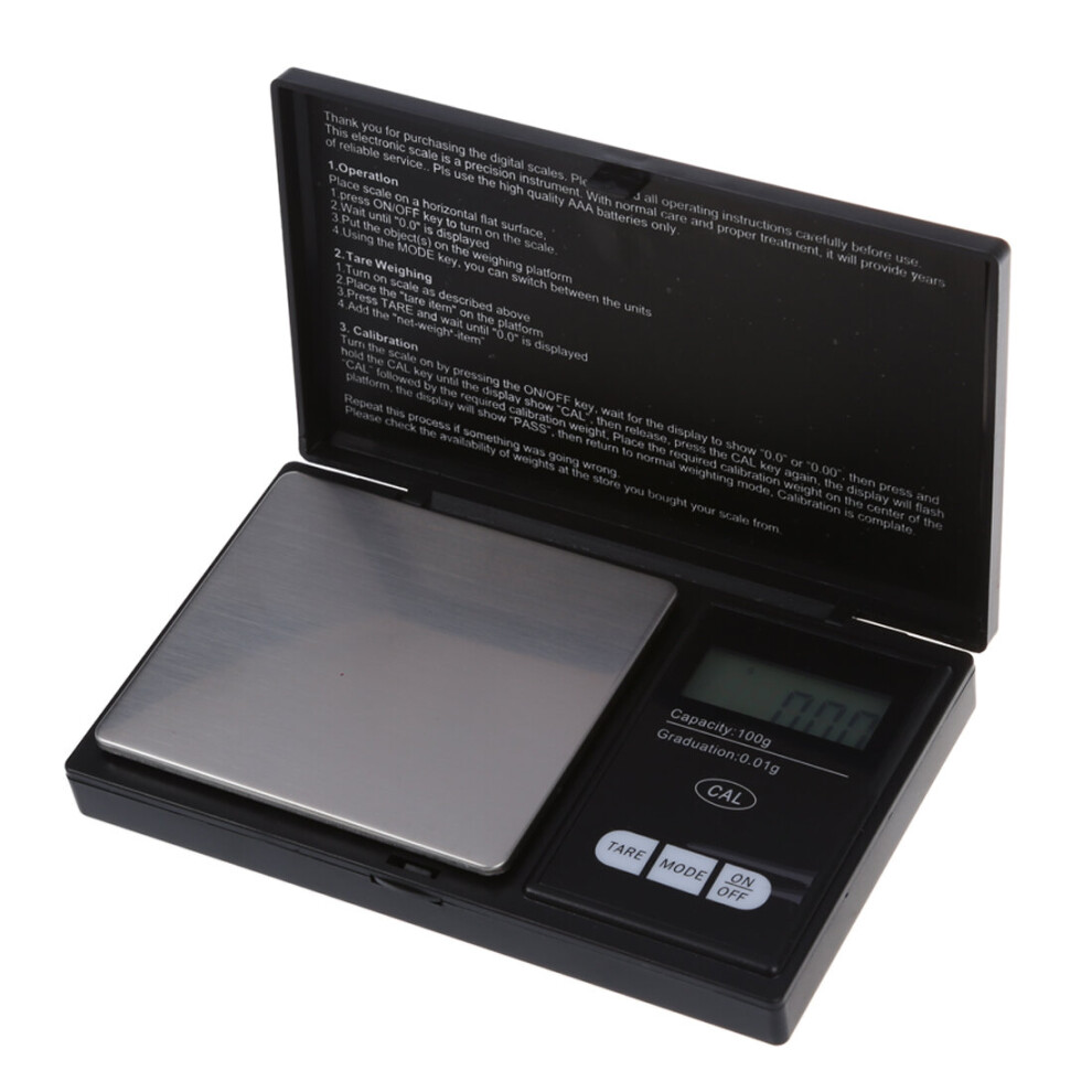 100g * 0.01g Mini LCD Digital Portable Pocket Jewellery Jewelry Gold Diamond Weighing Scale Black