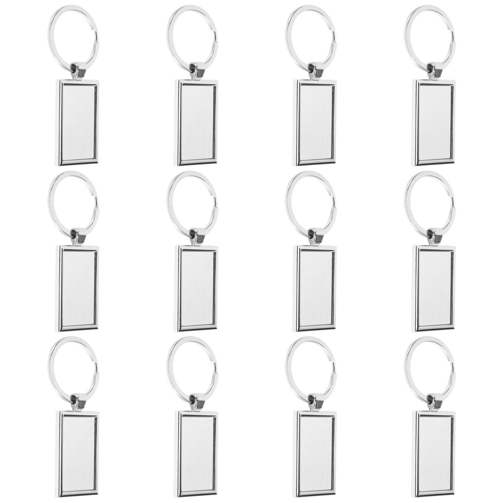 12 Pieces Sublimation Blank Keychain Rectangle Metal Heat Transfer Keychain Blank Key Rings for Supplies