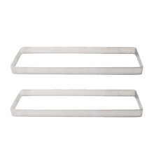 Rectangle Stainless Steel Tartlet Molds, 29x9 cm, 2-Pack, Oven & Dishwasher Safe, Perforated Vent Holes for Tarts, Quiche, Mousse