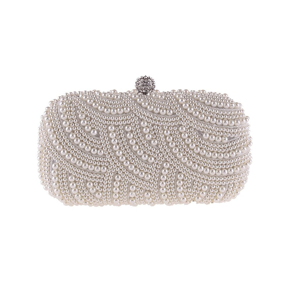 Pearl Clutch Bags Women Purse Ladies Hand Bags Bags for Party Wedding Pearl Fashion Clutch Bags - White