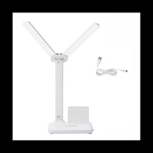 LED-Doppelkopf-Schreibtischlampe, 32PCS LED-Leuchten Tischlampe mit USB-Ladung Augenschutz Leuchten / Büro