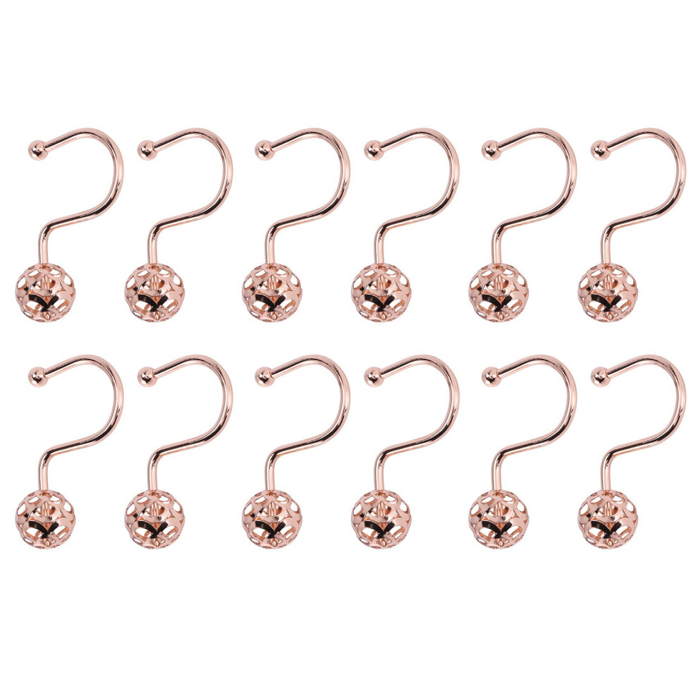 Anneaux de crochets de rideau de douche, 12 crochets de rideau de douche décoratifs, anneaux de douche en métal antirouille pour salle de bain