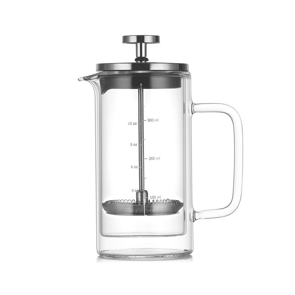 Double Layer High Borosilicate Glass Press Pot Press Filter Coffee Apparatus French Coffee Pot with Scale