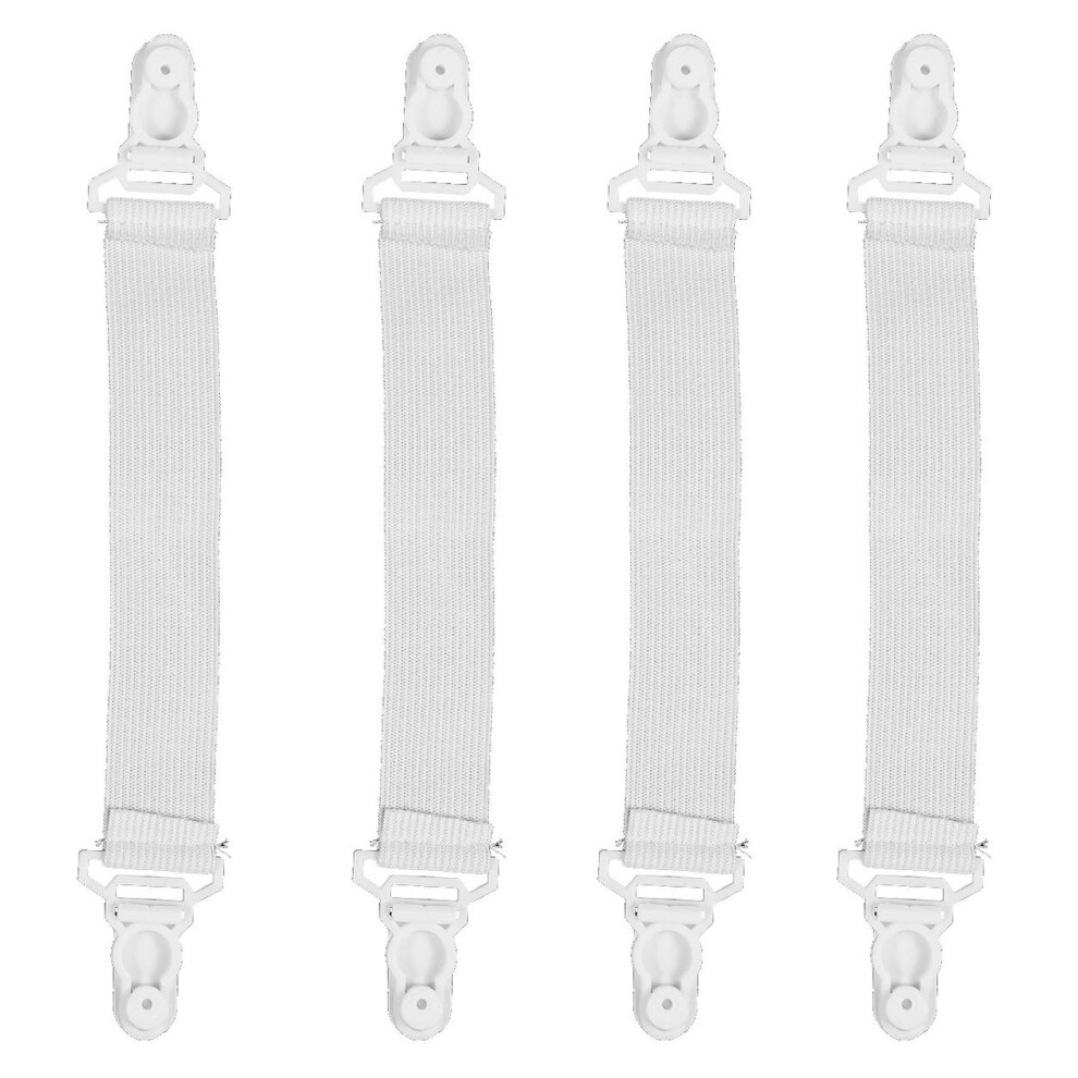 Lot de 4 pinces élastiques blanches pour matelas et draps de lit