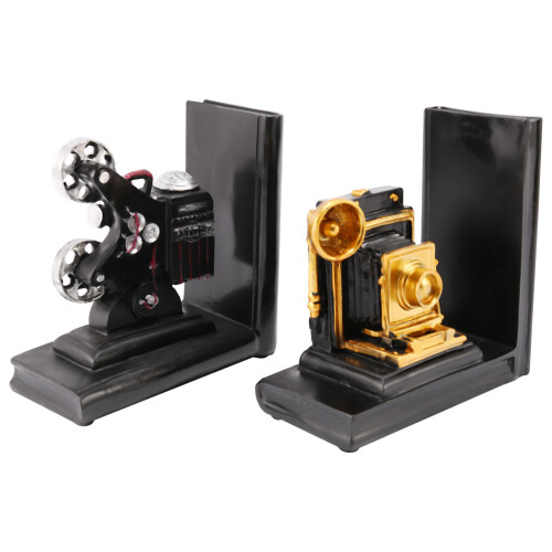 Retro Camera Bookend Film Projector Black Silver Collector's Project Bookcase Vintage Jewelry Study Room Study Home Decorations