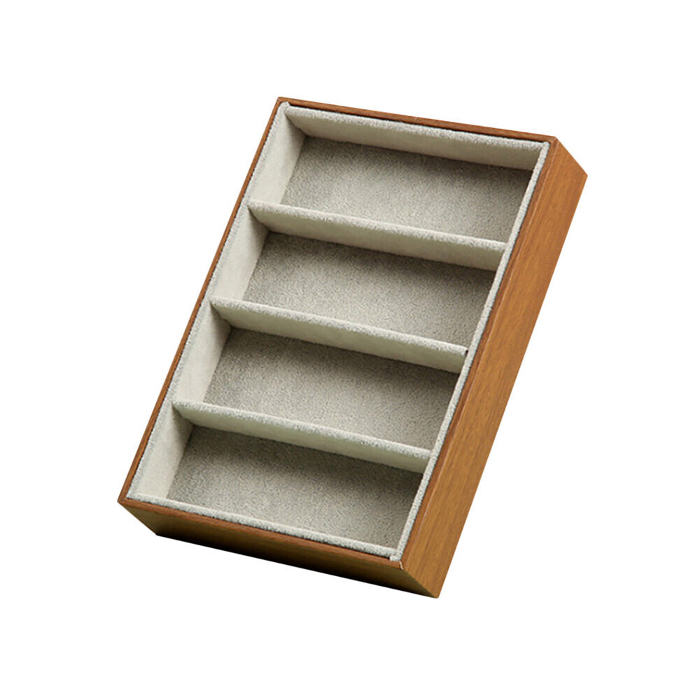 Tlily Sunglasses Display Glasses Cases 4 Grids Sunglasses Display Box Glasses Display Jewelry Organizer Tray - Brown