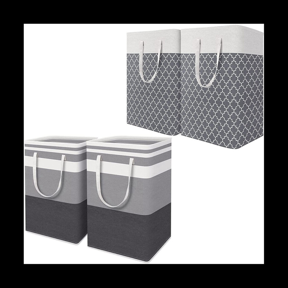 4-Pack 75L Laundry Hamper, Collapsible Tall Clothes Hamper with Extended Handles