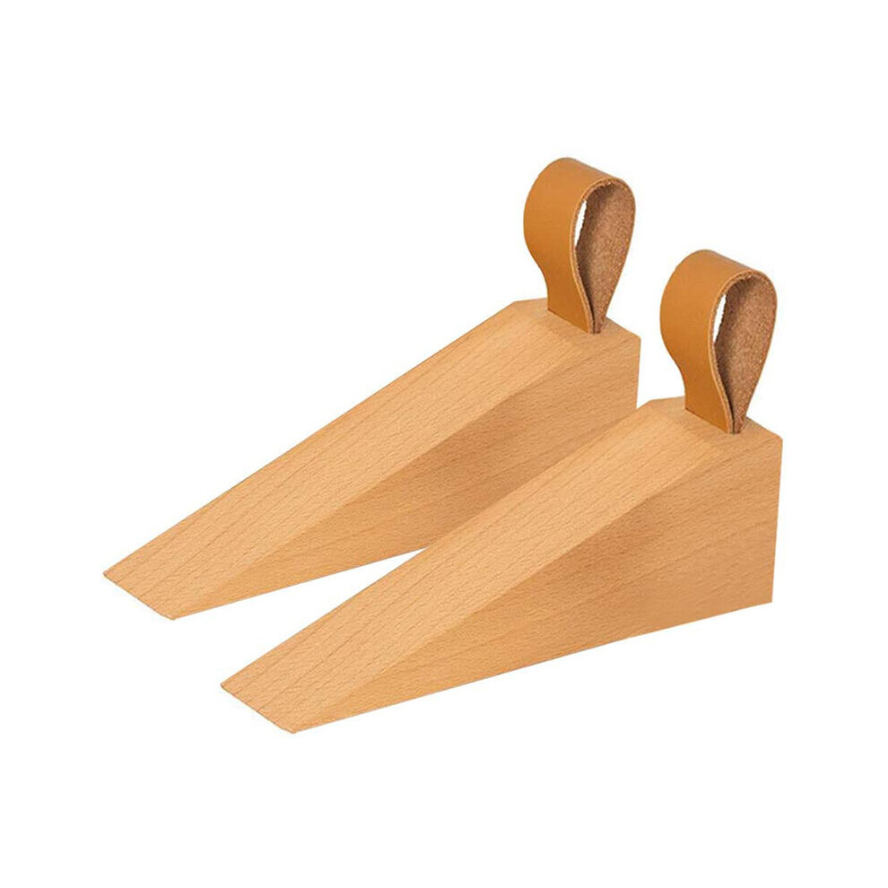 Wooden Door Stopper, Solid Wood Non- Door , Sturdy and Durable Door Stop Wedge, Security Door Stopper (2 Pcs)