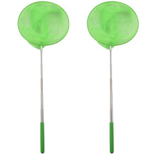 2X Outdoor Catching Catching Butterfly Net Fishing Net Bag Stainless Steel Telescopic Fishing Net Tool Green
