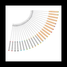 24 Pack Stainless Steel Fondue Forks, 12 Wood Handles and 12 Stainless Steel Handles, Heat Resistant Smores Sticks
