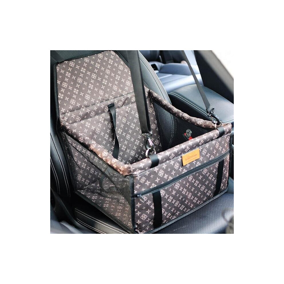 (Brown) Portable Waterproof Car Booster Seat Pet Dog Cat Travel Cage Carrier Basket Bag