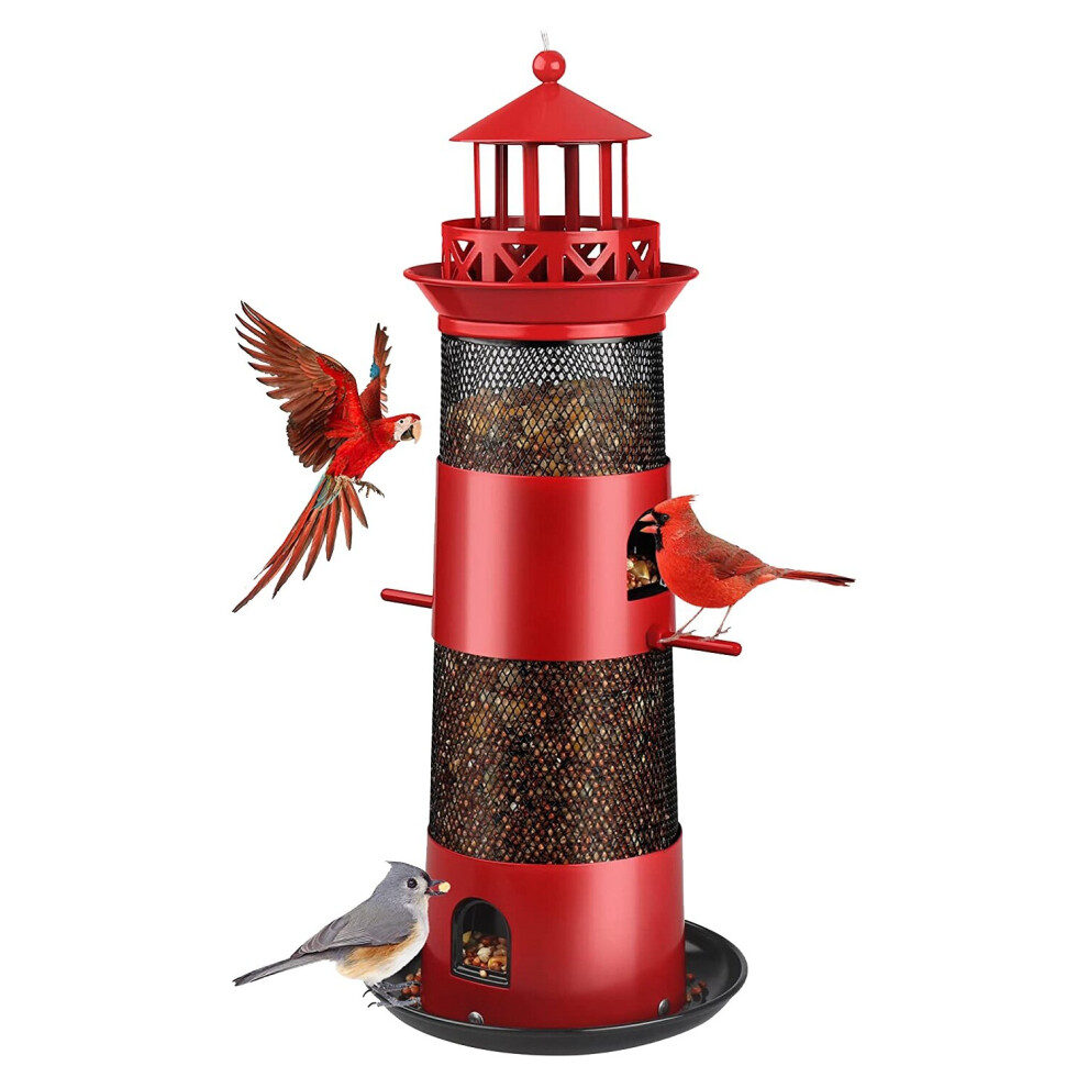 Bird Feeders for Outdoors Hanging, Squirrel Proof Wild for Outside, Metal Bird Seed Feeder for Birds Black