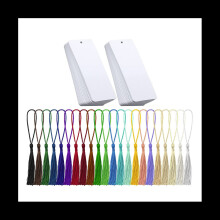 80 Pieces Blank Bookmarks Cardstock with 80 Pcs Colorful Tassels, Craft Paper Bookmarks for DIY Classroom Projects