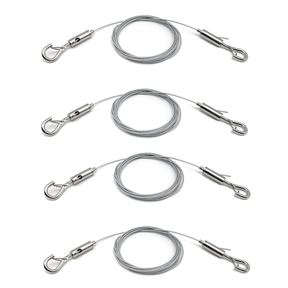 4 Pack Adjustable Picture Hanging Wire Heavy Duty Supports 50 Lbs Hanging Hardware, 2M X 1.5Mm Stainless Steel Wire Rope 4762381789733