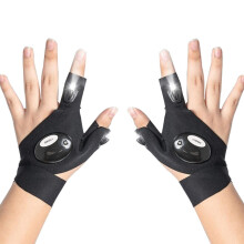 LED Finger Light Gloves for Night Fishing & Outdoor Rescue - Hands-Free, Left/Right Adjustable, Breathable Cotton-Elastic