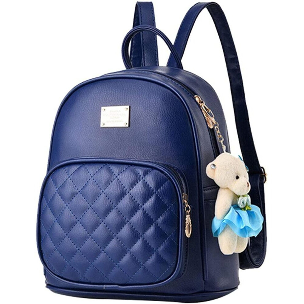 (Dark Blue) Leather Backpack Purse Satchel School Bags Casual Travel Daypacks for Womens