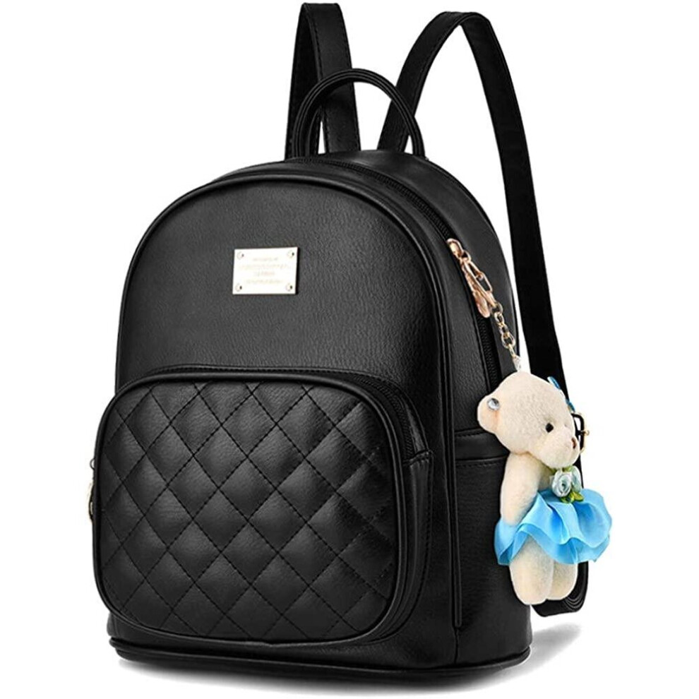 (Black) Leather Backpack Purse Satchel School Bags Casual Travel Daypacks for Womens
