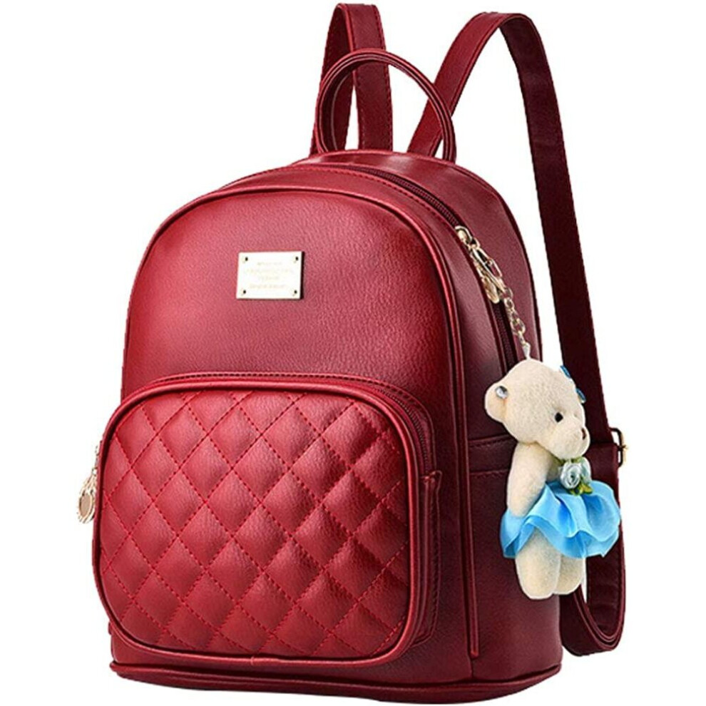 (Burgundy) Leather Backpack Purse Satchel School Bags Casual Travel Daypacks for Womens