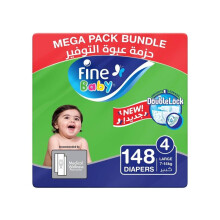 Fine Baby Double Lock Diaper Size 4, 7-14Kg Mega Pack Bundle 148's
