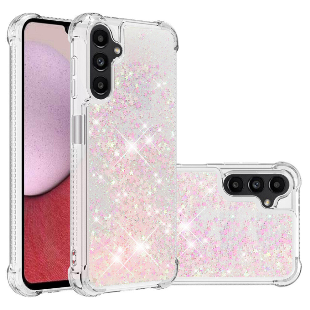 Case for Samsung Galaxy A14 5G Bumper Cover Sparkly Glitter Bling Flowing Liquid Compatible with Samsung Galaxy A14 5G Case - Light Pink