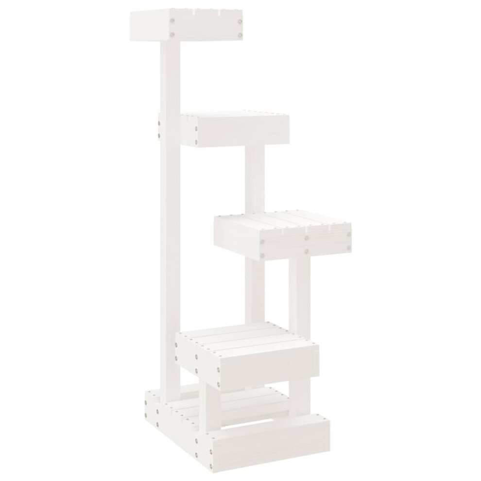 (white) vidaXL Cat Tree Cat Scratch Tower Cat Climber Scratching Tree Solid Wood Pine