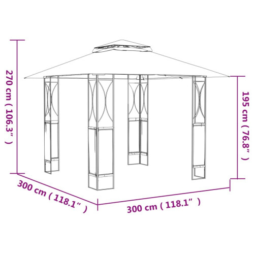 VidaXL vidaXL Pavillon mit Dach Anthrazit 300x300x270 cm Stahl 1