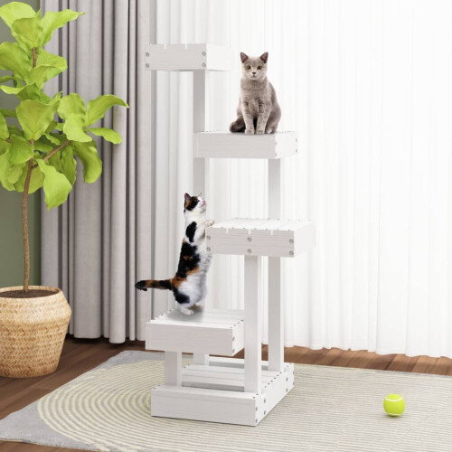 VidaXL (white) vidaXL Cat Tree Cat Scratch Tower Cat Climber Scratching Tree Solid Wood Pine 2