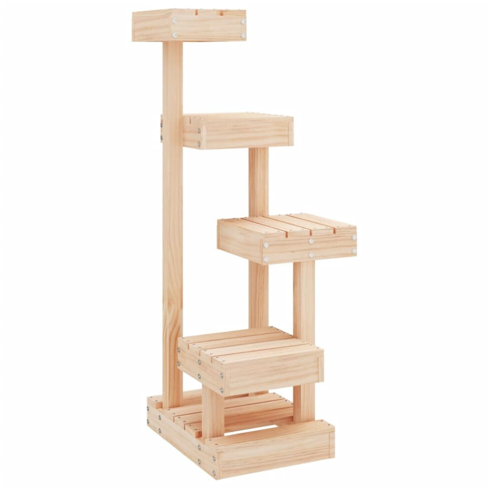 (brown) vidaXL Solid Wood Pine Cat Tree 45.5x49x103 cm Cat Scratch Tower Multi Colours