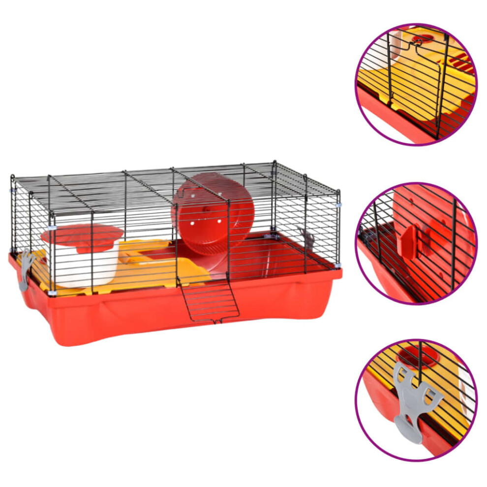 (red, 58 x 32 x 36 cm) vidaXL Hamster Cage Mouse Cage Small Animal Cage House Polypropylene and Metal