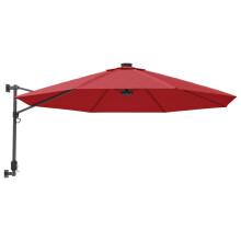 vidaXL Wand-Sonnenschirm mit LEDs Knallrot 290 cm