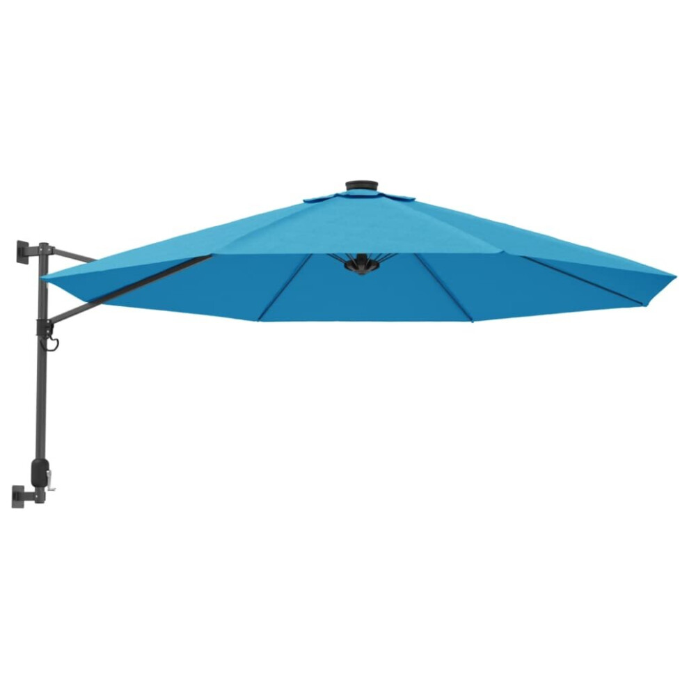 Vidaxl (Blue) Wall-Mounted Parasol Umbrella Garden Sun Shade Sun Shelter With Leds