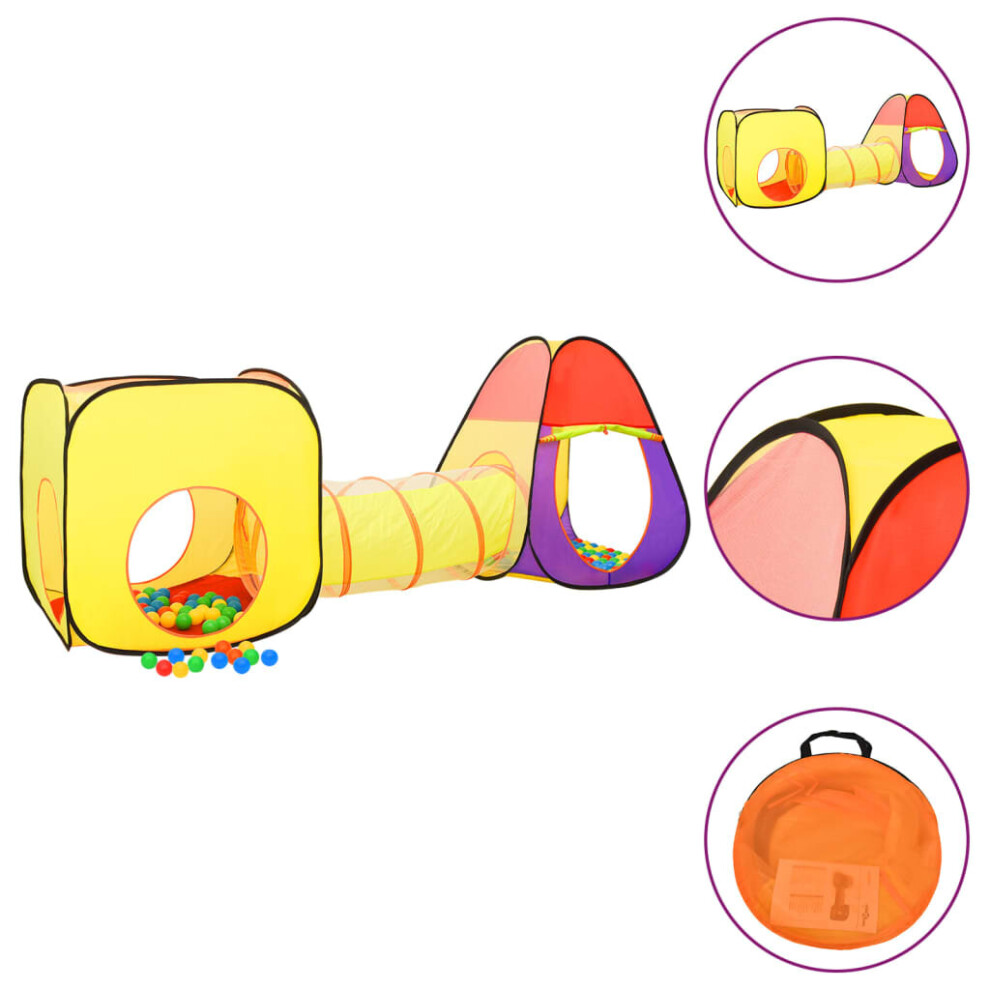 (multicolour) vidaXL Children Play Tent with 250 Balls Toy Play House Tent Multi Colours-image-OPC-PBMYDJX-NEW