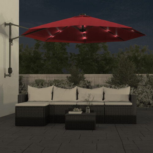 VidaXL vidaXL Wand-Sonnenschirm mit LEDs Knallrot 290 cm 2