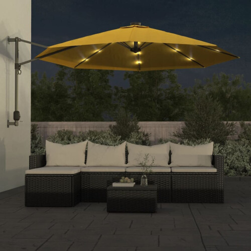 VidaXL vidaXL Wand-Sonnenschirm mit LEDs Gelb 290 cm 2