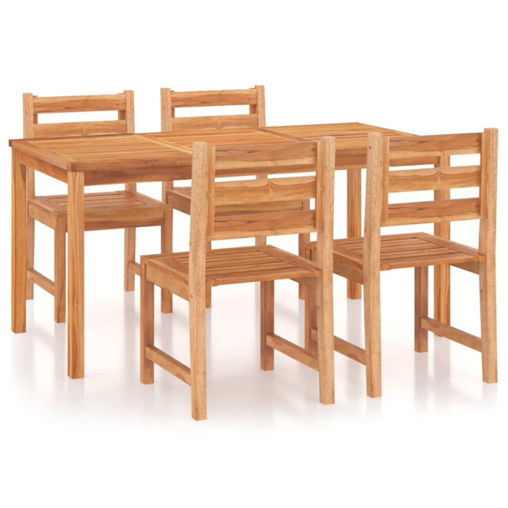 (160 cm table length/ 5 piece) vidaXL Solid Wood Teak Garden Dining Set 5/7 Piece 120 cm/160 cm Table Length