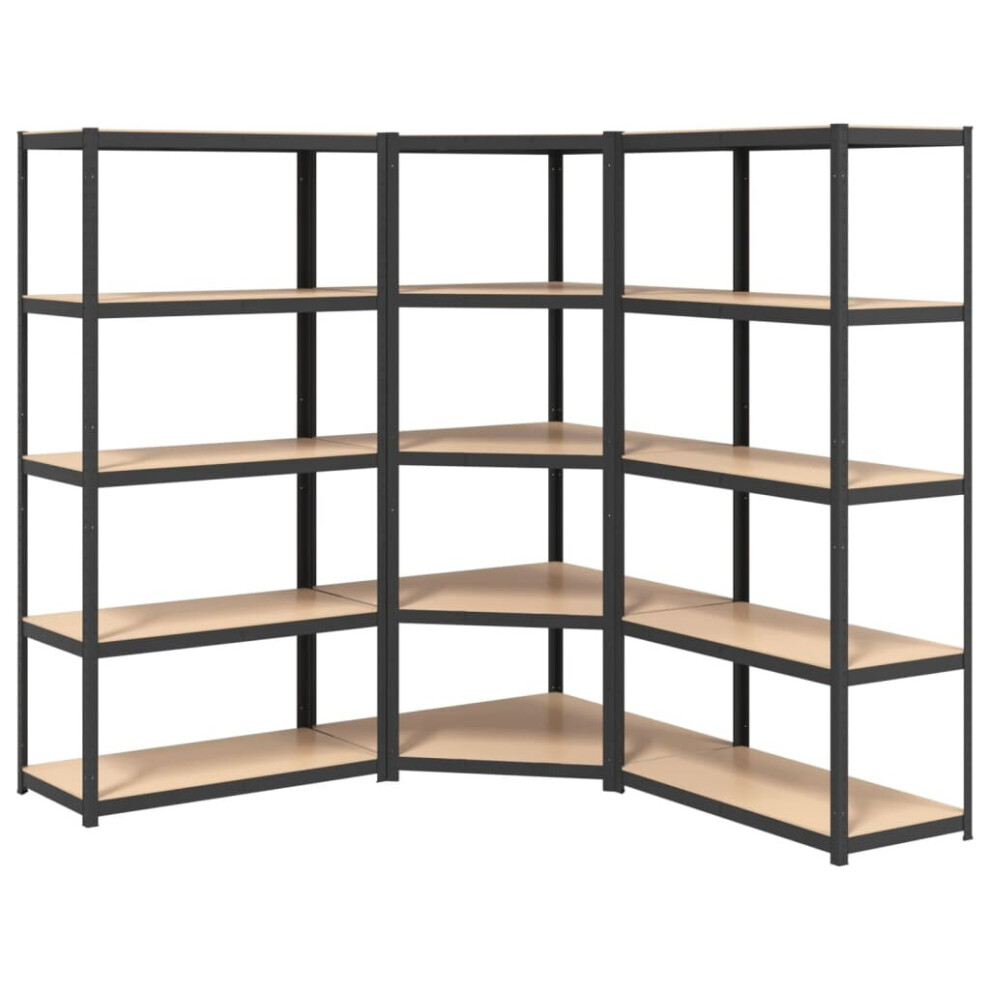 (grey, 3 piece) vidaXL 5-Layer Heavy-duty Shelves Storage Shelf Unit Steel and Engineered Wood