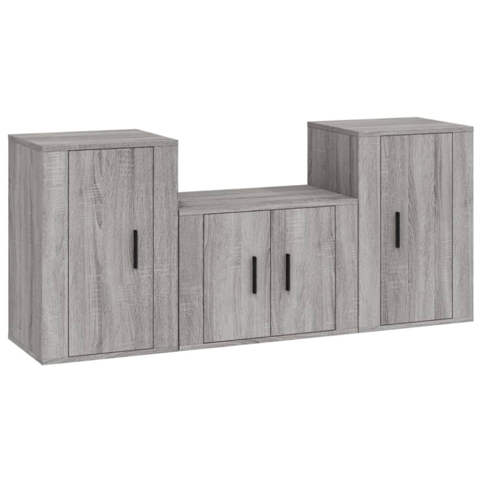 (grey sonoma) vidaXL TV Cabinet Set TV Unit Set Sideboard TV Stand 3 Piece Engineered Wood