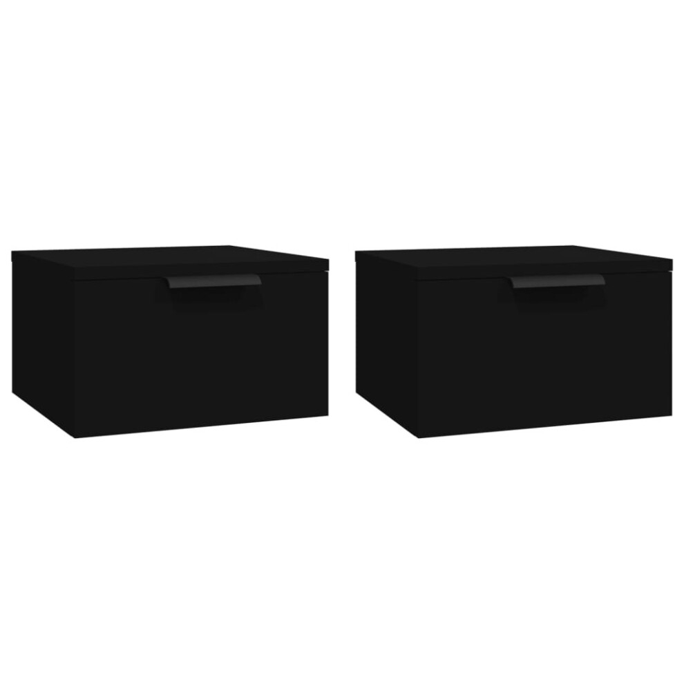 (2 pcs) vidaXL Wall-mounted Bedside Cabinets Bedroom Floating Nightstand Wall Cabinet