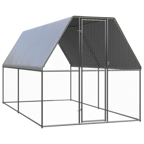 (2 x 4 x 2 m) vidaXL Outdoor Chicken Cage Galvanised Steel Hen House Chicken Run Multi Sizes