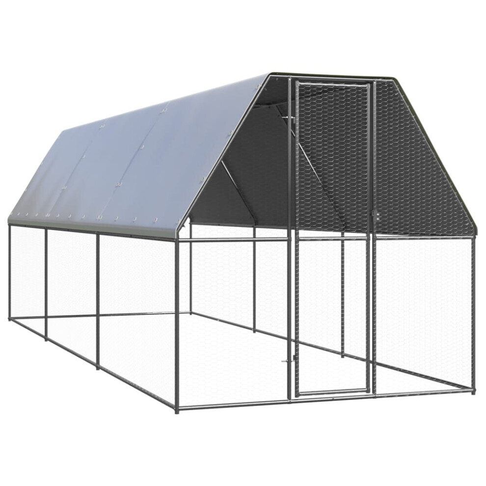 Vidaxl (2 X 6 X 2 M) Outdoor Chicken Cage Galvanised Steel Hen House Chicken Run Multi Sizes