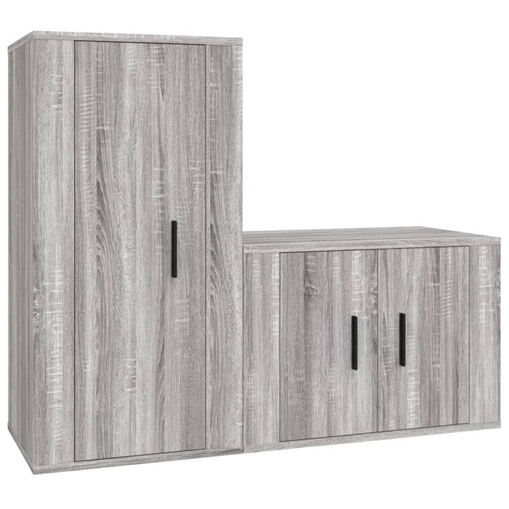 (grey sonoma) vidaXL TV Cabinet Set TV Stands TV Unit Sideboard 2 Piece Engineered Wood