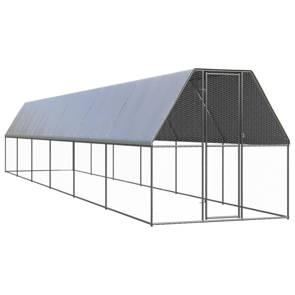 Vidaxl (2 X 12 X 2 M) Outdoor Chicken Cage Galvanised Steel Hen House Chicken Run Multi Sizes