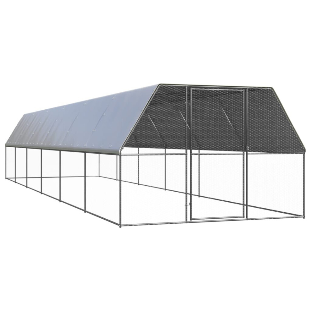 Vidaxl (3 X 12 X 2 M) Outdoor Chicken Cage Galvanised Steel Hen House Chicken Run Multi Sizes