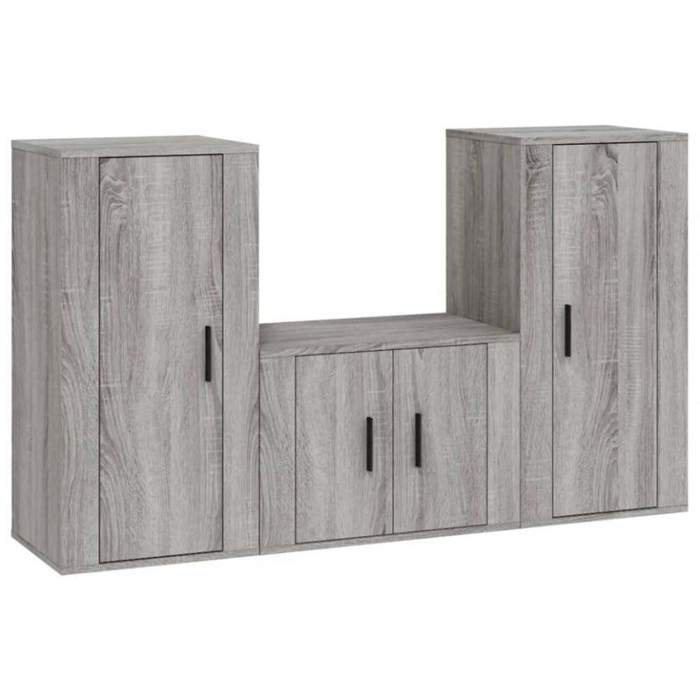 (grey sonoma) vidaXL TV Cabinet Set TV Unit Set Sideboard TV Stand 3 Piece Engineered Wood